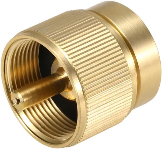 SnelShoppen - KFI Gas Adapter Converter voor Camping Stoven, EN417 Ventiel naar 1lb Propaan Tank, Hoogte- en Efficiëntie, Koper, 3cm x 3.5cm, Ideaal v — afbeelding 2