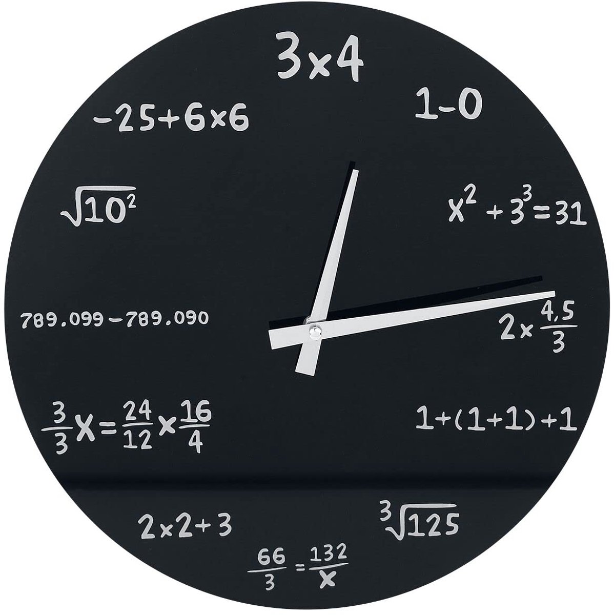 SnelShoppen - Wandklok Glas Mathematic - 30 cm - Zwart - Stijlvolle Decoratie voor Wiskundigen - Nauwkeurige Tijdsaanduiding - Voor Thuis en Kantoor
