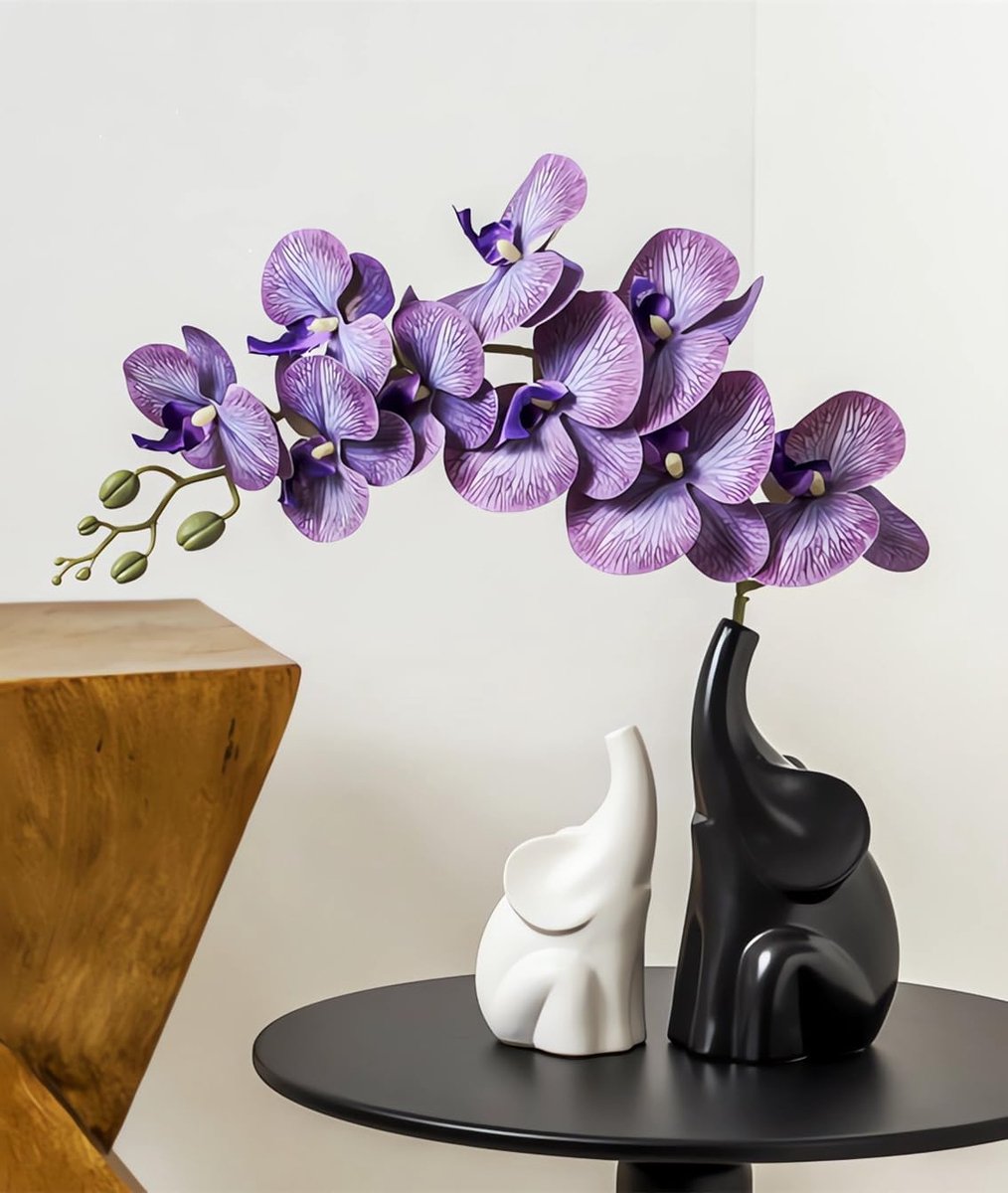 SnelShoppen - Happy Elephants Koppel, Liefdevolle Olifanten Standbeeld, Decoratieve Keramiek Beeld met Bloem, Modern voor Woonkamer, Kantoor, Tafeldec