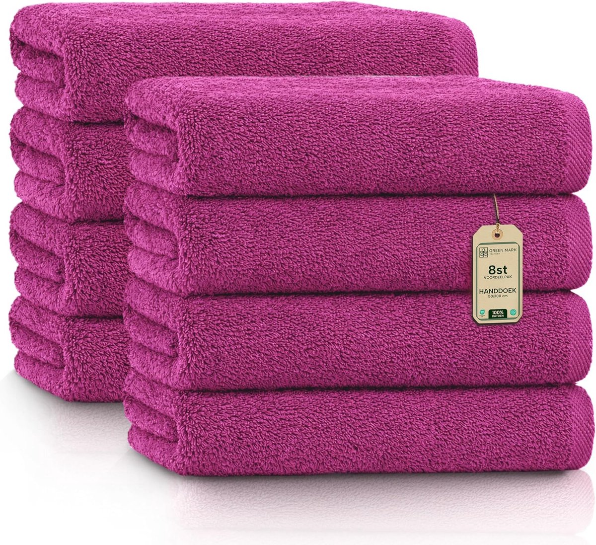 SnelShoppen - Set van 8 Premium Badhanddoeken 100% Katoen, Zacht en Absorberend, Luxe Badhanddoeken voor Badkamer, Spa en Gym, 50x100cm, Roze