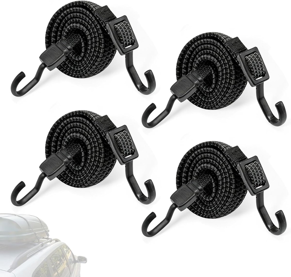 Verstelbare elastische spanbanden met haken, 100 cm, ideaal voor bagage, camping en lading beveiliging, set van 4 stuks