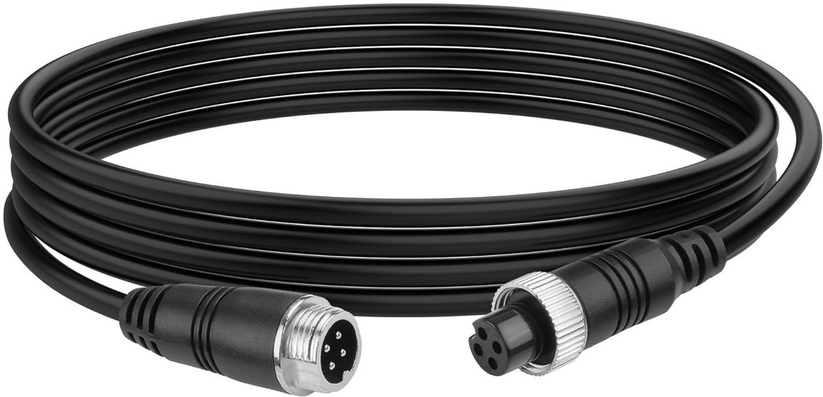 SnelShoppen - 4 Pin Video Extensie Kabel M12 voor Achteruitrijcamera, 2 Meter, CCTV, Truck, Trailer, RV, Bus, Voertuig, Backup Monitor Systeem