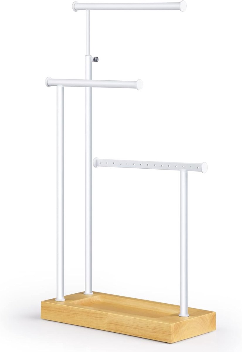 SnelShoppen - Houten Sieraad Houder 3-delige Draaiende Sieraden Stand voor Oorbellen, Kettingen, Ringen, Horloges en Armbanden - Natuurlijk Hout - Max