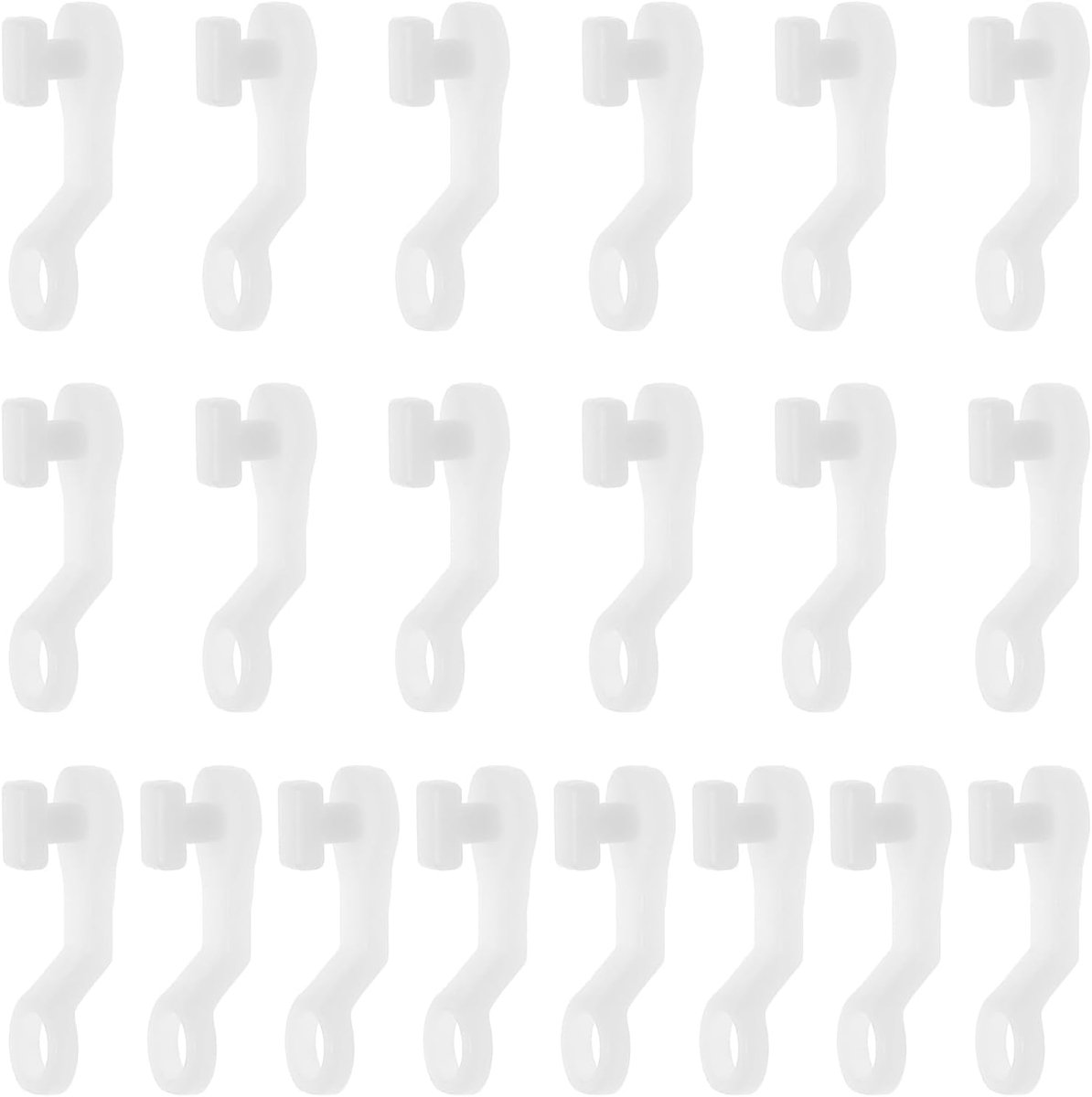 SnelShoppen - 100 Stuks Plastic Gordijnrail Glijhaken met Pulley Ringen voor Gordijnen - Wit - 2.8x0.8cm - Geschikt voor Romeinse Stangen en Diverse G