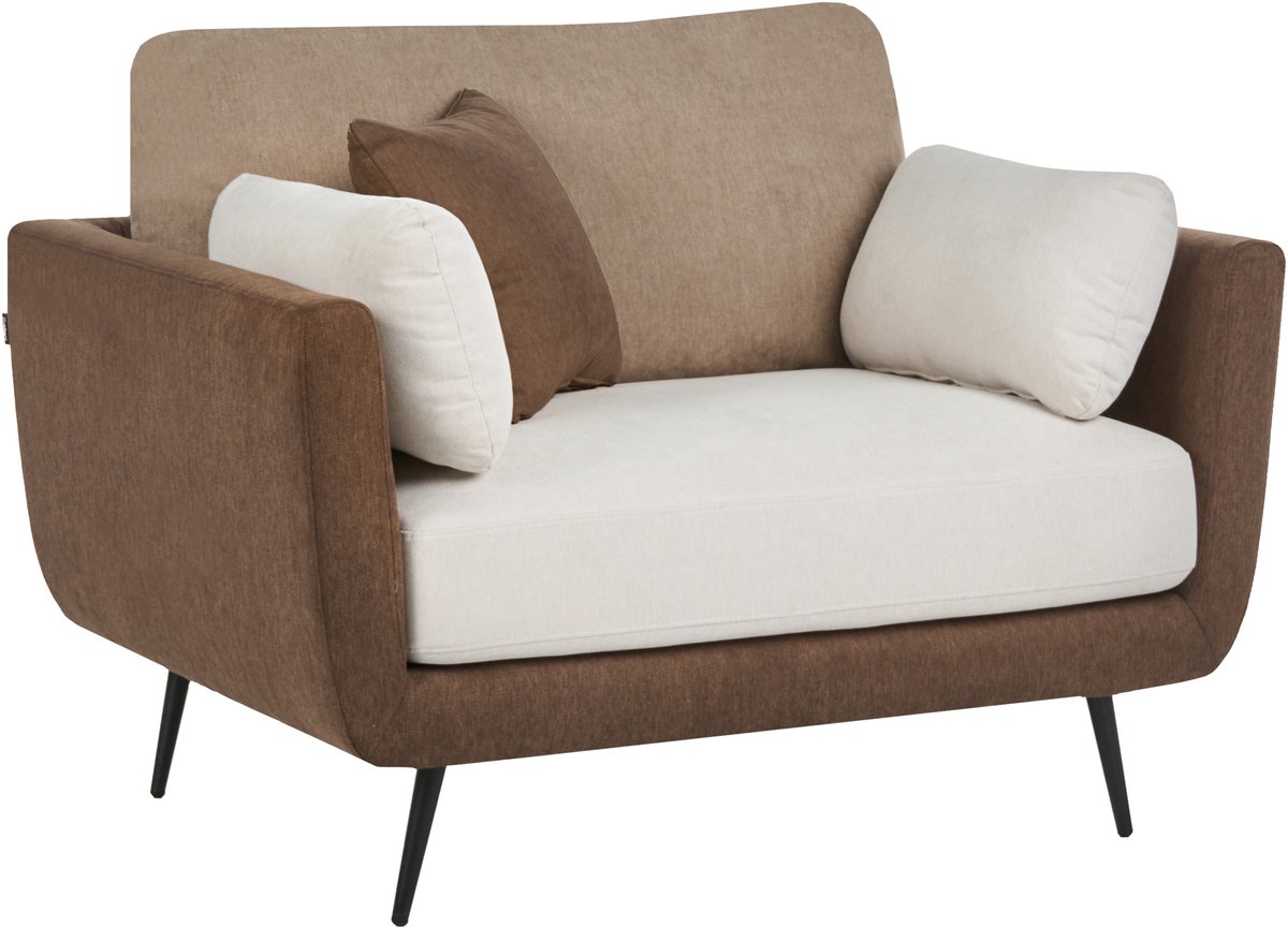 BOLGA - Fauteuil - Bruin/Wit - Polyester