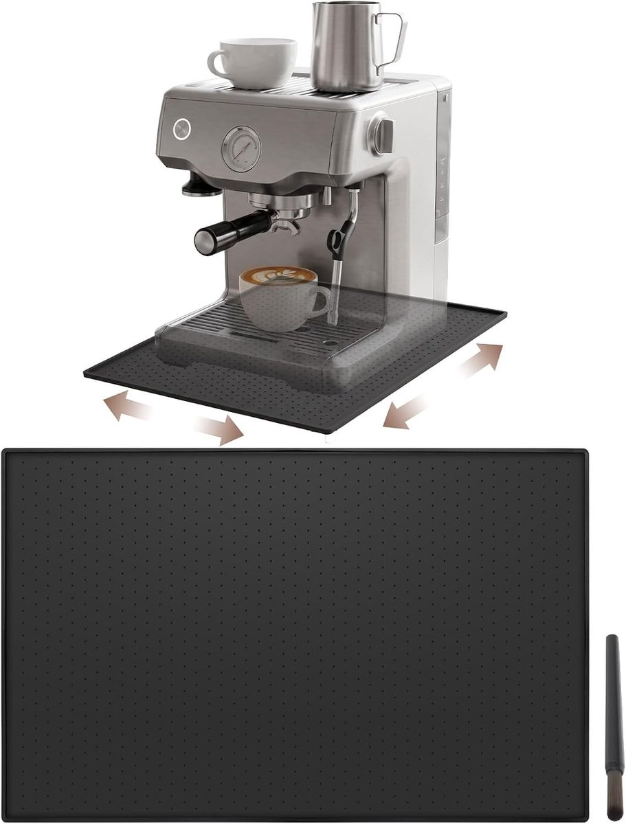 Hittebestendige onderlegger voor koffiezetapparaat, siliconen mat 48 x 30 cm, ideaal voor keuken en bescherming tegen vlekken en krassen