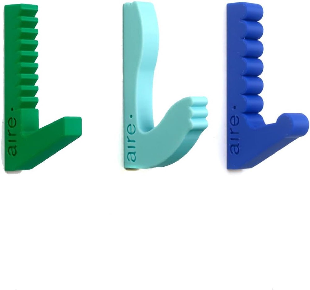 SnelShoppen - Kinderhaakjes voor Jassen, Kleding en Accessoires - Set van 3 Kleurige Wandhaken in Groen, Roze en Lichtblauw - Biologisch Plastic - Per