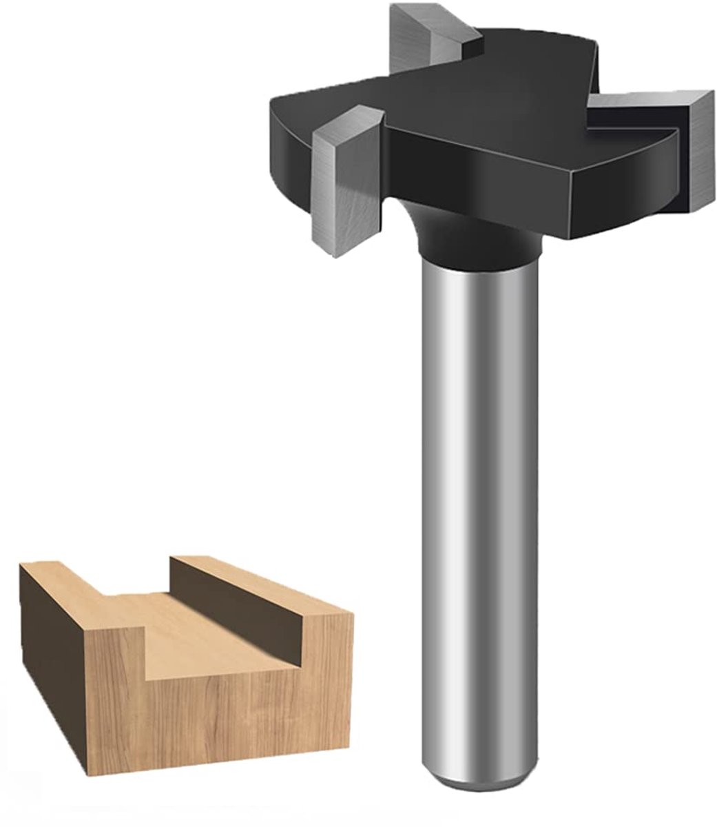 SnelShoppen - 6mm Shank CNC Spoilboard Freesbit, Houtbewerking, 25.4mm Snijdiameter, Microkristallijn Staal, Precisie Snijden, Ideaal voor Houtbewerki