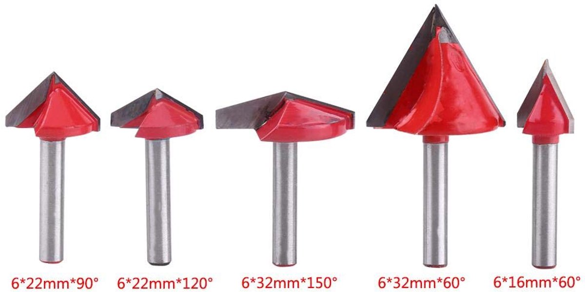 SnelShoppen - 1Pc 3D Hout V-Groef Frees Cutter Tungsten Staal CNC Router Snijgereedschap 60/90/120/150 Graden 6mm Schacht (6*32mm*150°)