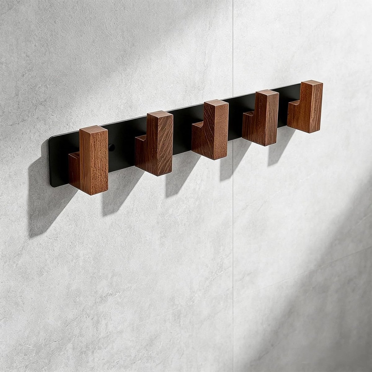 SnelShoppen - 38 cm Kledinghaken aan de Muur - Robuuste Garderobewand van 1,8 mm Dikke IJzeren Plaat met Houten Hanger - Complete Accessoires - Geschi