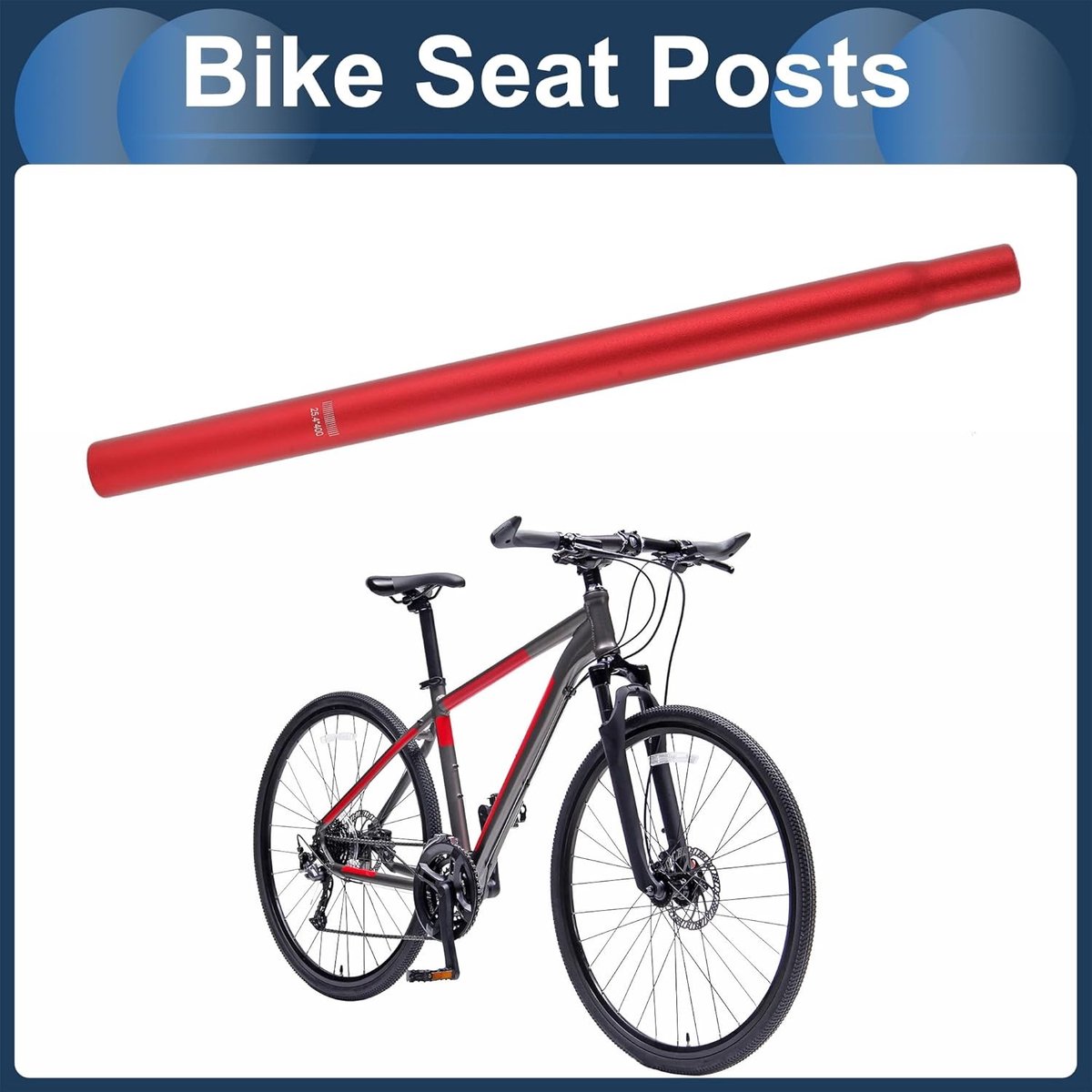 Lichtgewicht Aluminium Fiets Zadelpennen 25.4x400mm voor Comfortabel Fietsen en Verstelbaarheid