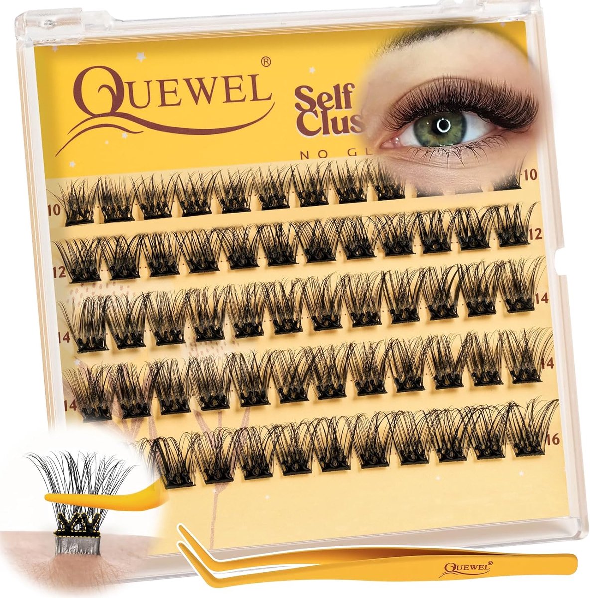 SnelShoppen - Zelfklevende Wimperextensions 60 Stuks, Herbruikbaar, Geen Lijm Nodig, 10-16 mm, Sterke Grip, Effortless Toepassing voor Beginners, Clus