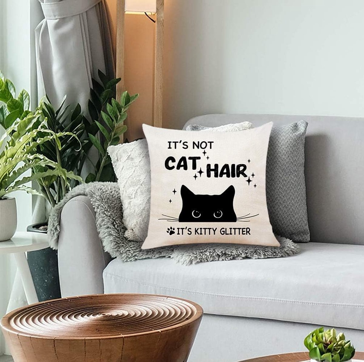 SnelShoppen - Zwarte Kat Kussenhoes - Moderne Decoratie 45x45cm - Multifunctionele Kussen Cover voor Sofa, Bed, Stoel, Auto - Perfecte Cadeau