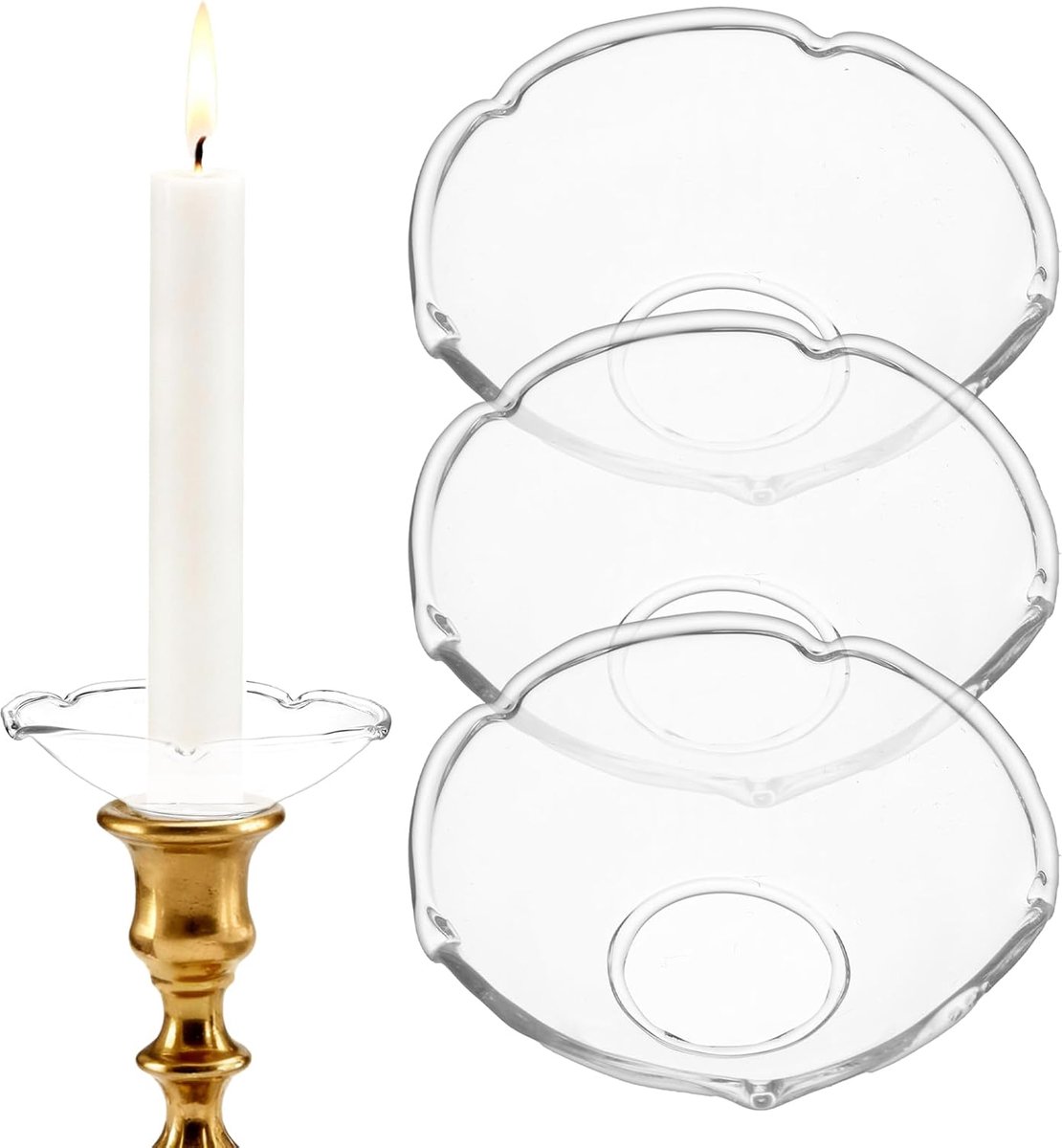 SnelShoppen - Pack van 3 Kaars Drupbeschermers, Decoratieve Kaarsringen voor Stompkaarsen, 7 cm, Drupbescherming voor Woonkamer, Bruiloft, Kerst, Cand