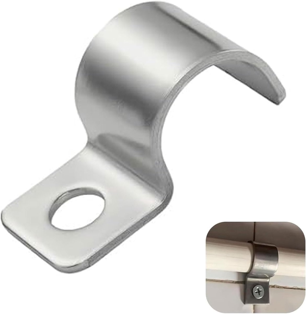 SnelShoppen - 20 Stuks RVS Buis Klemmen U Beugel 16mm Voor Waterleidingen en Kabels - Enkelgat RVS Klemmen voor Bevestiging - Duurzaam en Sterk