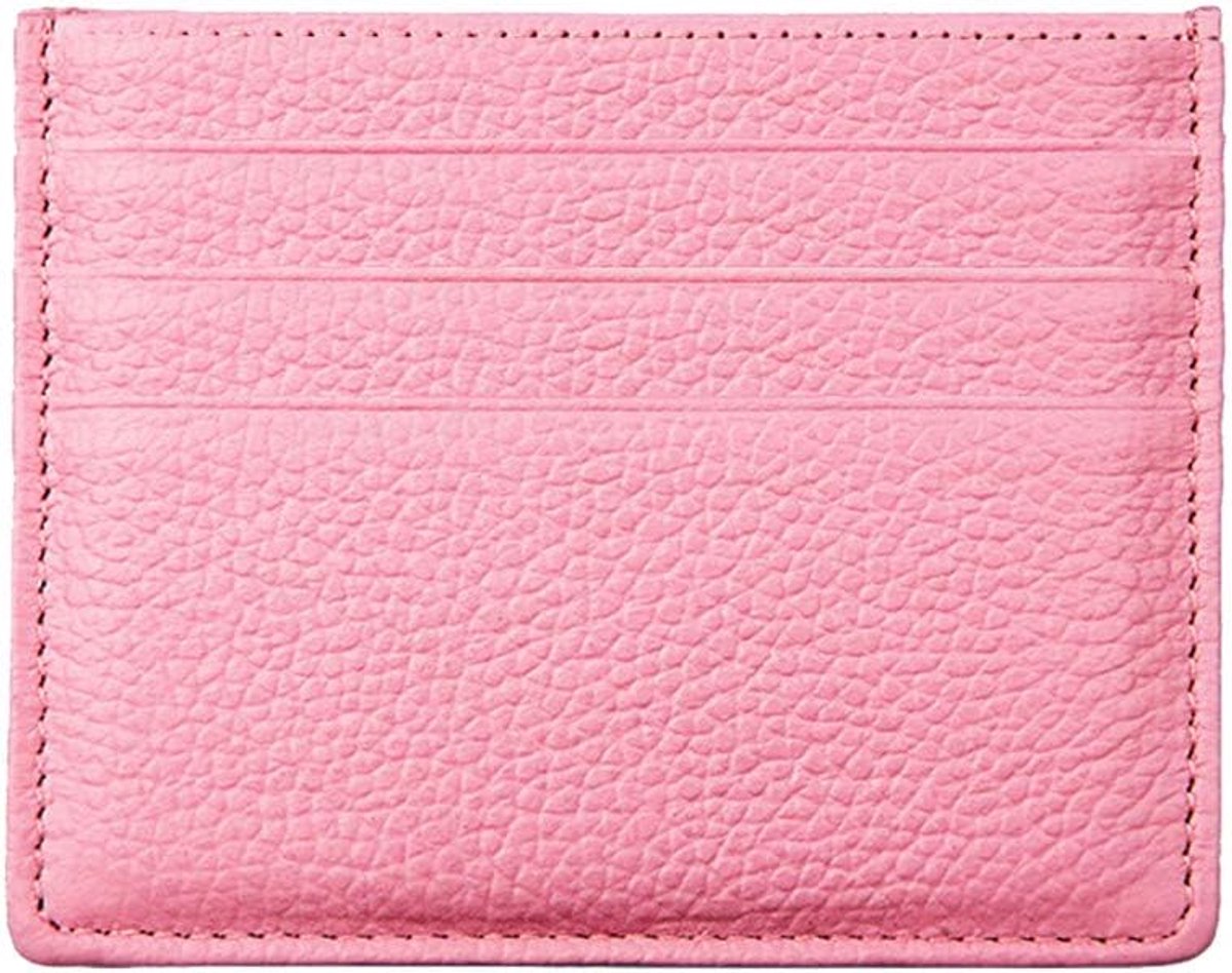 SnelShoppen - Slimme Leren Portemonnee, Unisex, Creditcardhouder, A_Pink, Premium Leer, Ultra-Dun, Voor Kaarten en Briefgeld, One Size, Klassiek Desig