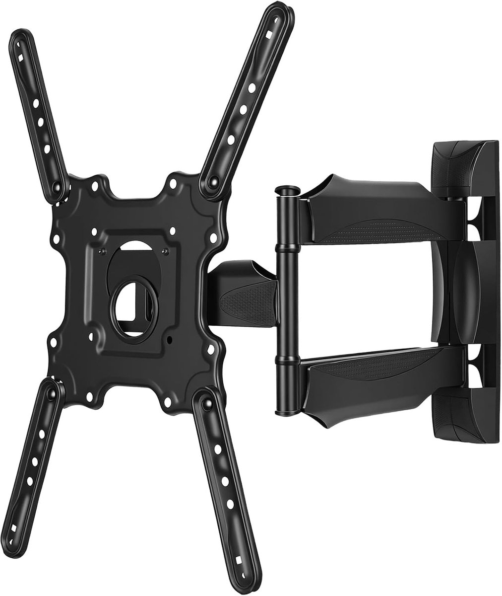 SnelShoppen - TV muurbeugel voor 32-60 inch, zwenkbare muurbeugel voor platte en gebogen monitor, VESA 400x400, kantelbare TV houder, staal, met schro