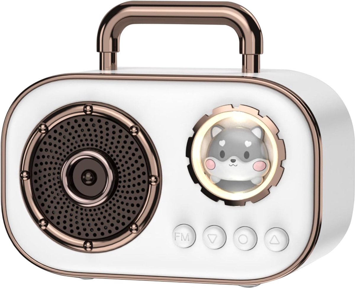 Wireless Bluetooth Speaker, Cute Mini Portable Speaker, Loud Sound,4H Playtime, Mic,TF/SD Card, Aux Line,Water-Proof for geschikt voor iOS Android Smartphone Home Gift Ideas White