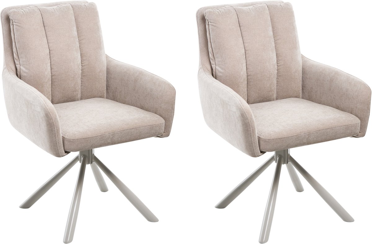 SARDOAL - Eetkamerstoel set van 2 - Beige - Polyester