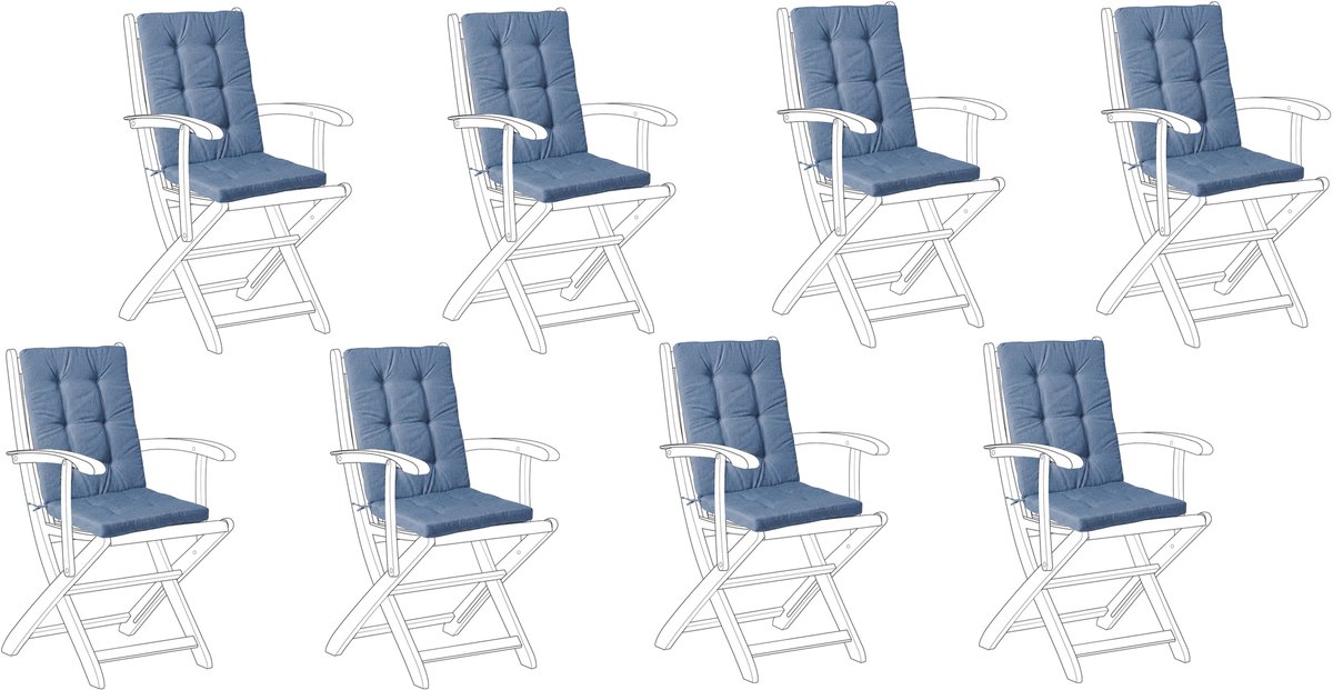 MAUI PREMIUM - Tuinkussen set 8 - Blauw - Polyester