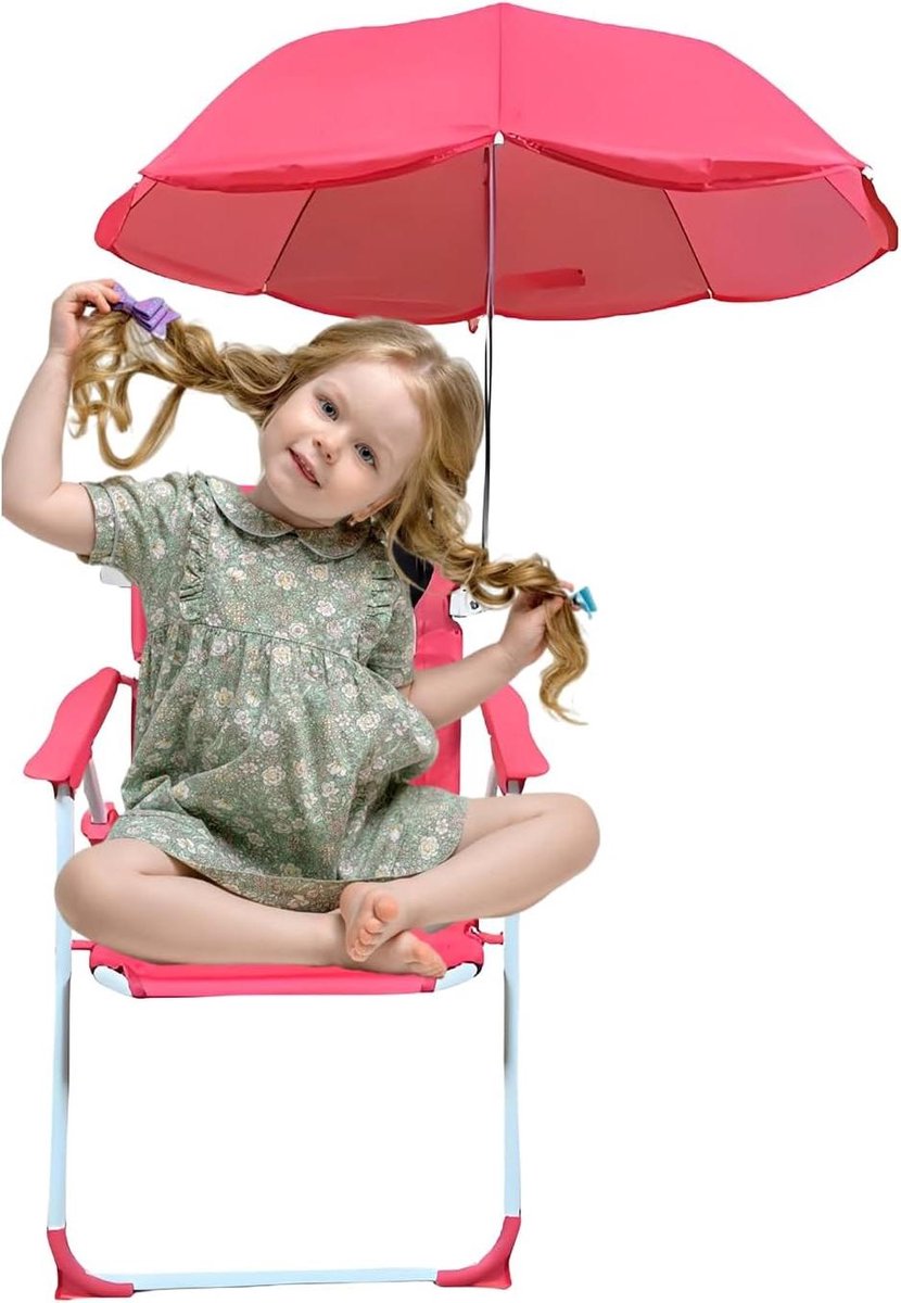 Baby Stoel met Parasol - Opvouwbare Kinderstoel - Buitenactiviteiten met Kinderen - Lichtgewicht en Winddicht - 35x51 cm - Blauw