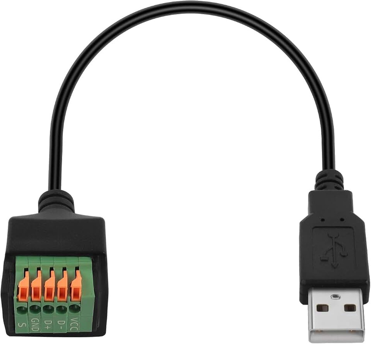USB2.0 Quick Connect Solderless Adapter Korte Kabel USB2.0 Mannelijk naar 5Pin Crimp Terminal Connector USB2.0 Sprung Terminal Breakout Board Plug, 480Mbps 5V2A, voor DIY/Reparatie USB, 30cm