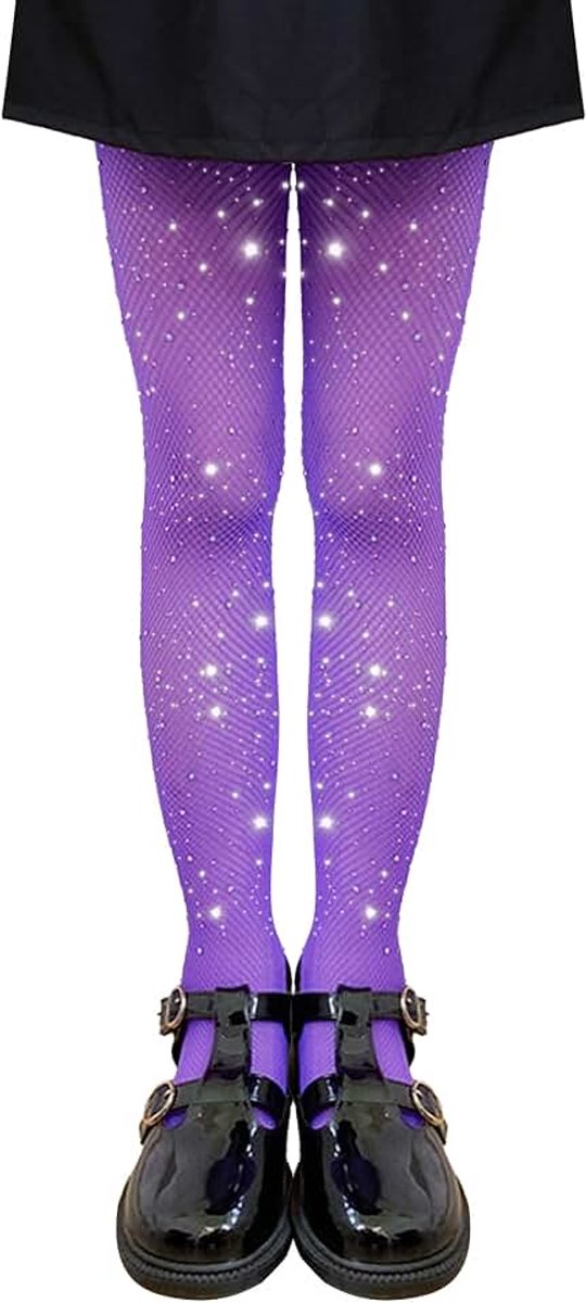 2-pack visnet panty's voor meisjes, fonkelende strass panty voor kinderen, holle dansvoetlegging 4-13 jaar