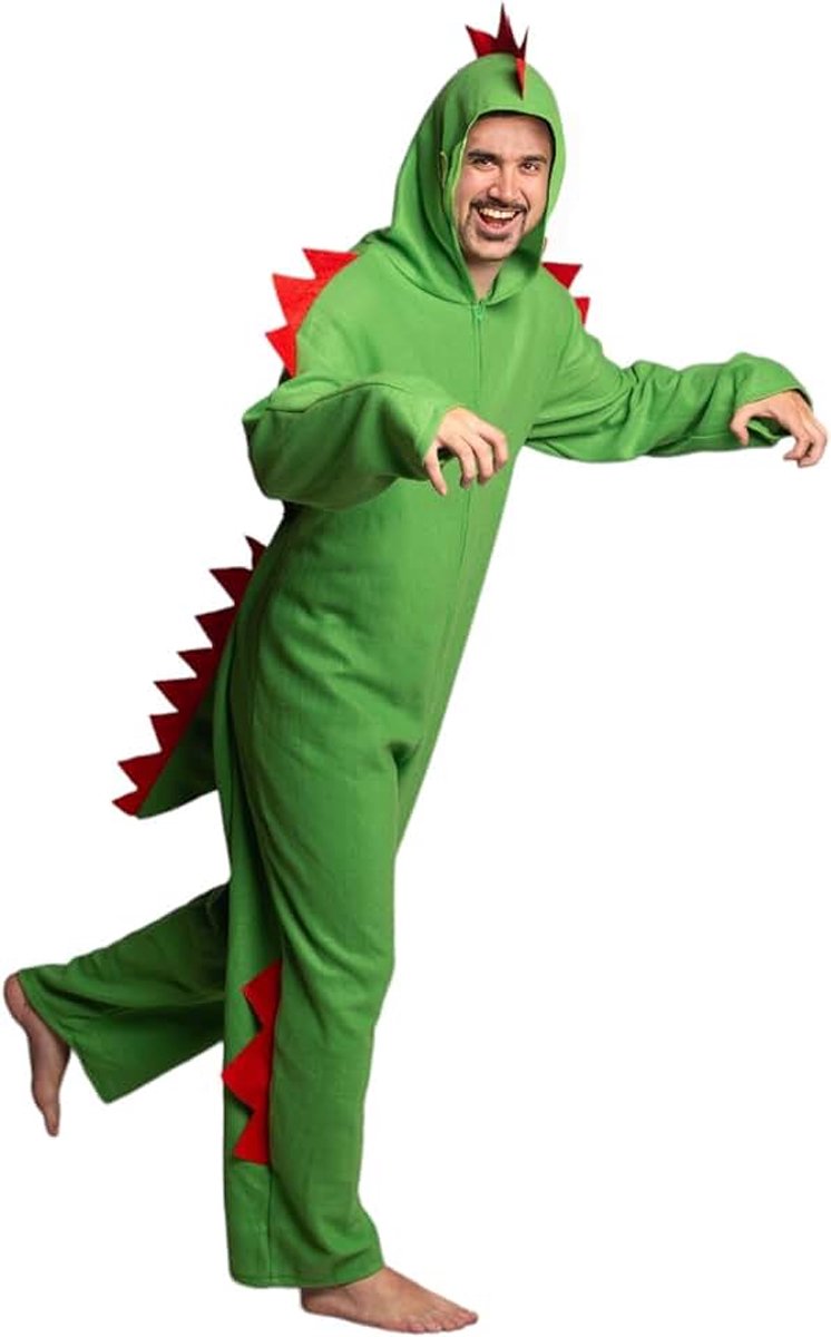 Onesie Dinosaurus Volwassenen Dino Kostuum, Dieren Kostuums voor Volwassenen, Dier Jumpsuit Pyjama met Capuchon, Unisex - Maat M/L of XL