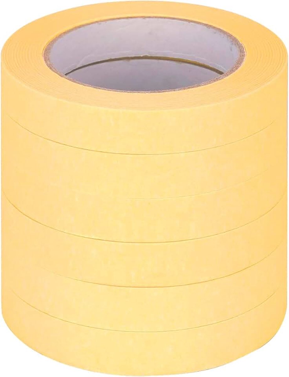 Verpacking 6 rollen crêpetape 50 m lang schilderskape, schildertape, breedte 19 mm afplakband