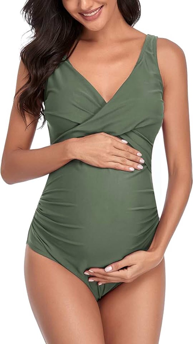 Maternity One Piece Zwempak Voorkant Kruis Zwangerschapszwempak Badpak Maternity Bikini