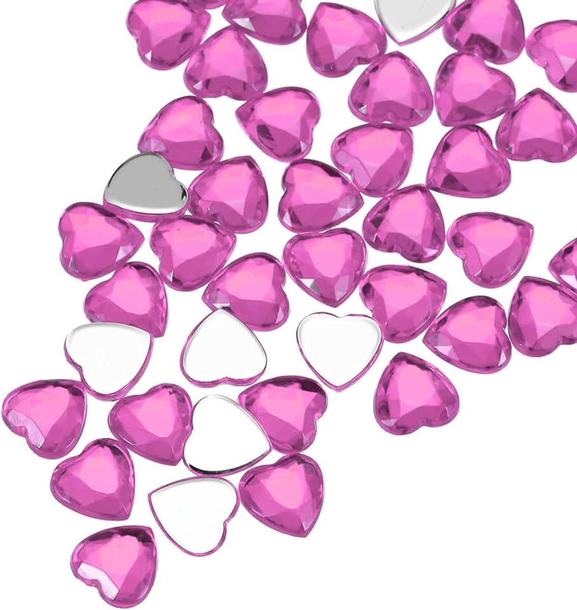 100 stuks acryl hartjes strasssteentjes 8 mm platte achterkant kunststof glitterstenen voor knutselwerk kralen gezichtsbeschildering kostuumsieraden maken, perzikrood