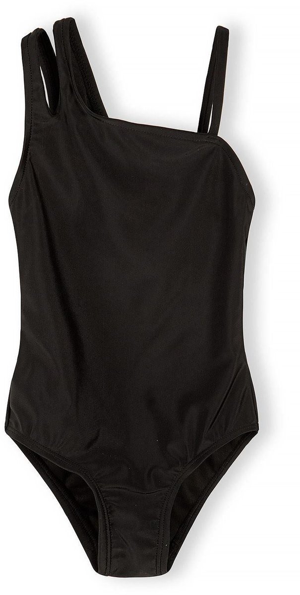 Minoti badpak meisje asymmetrisch one-shoulder - zwart
