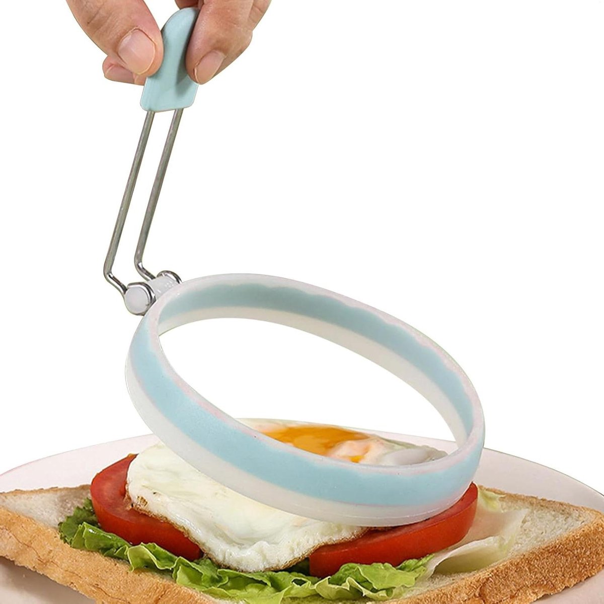 Siliconen eierringen - Pannenkoekvorm - Ontbijt maken - Voedselveilig materiaal - 4 inch diameter - Blauw