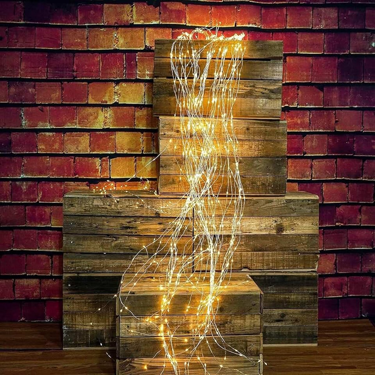 Lichtsnoer voor buiten, waterval, lichtbundel 300 leds, lichtbundel met stroom, waterdichte lichtbundel voor gieter kinderkamer, camping, balkon, buiten en binnen, decoratie, warmwit