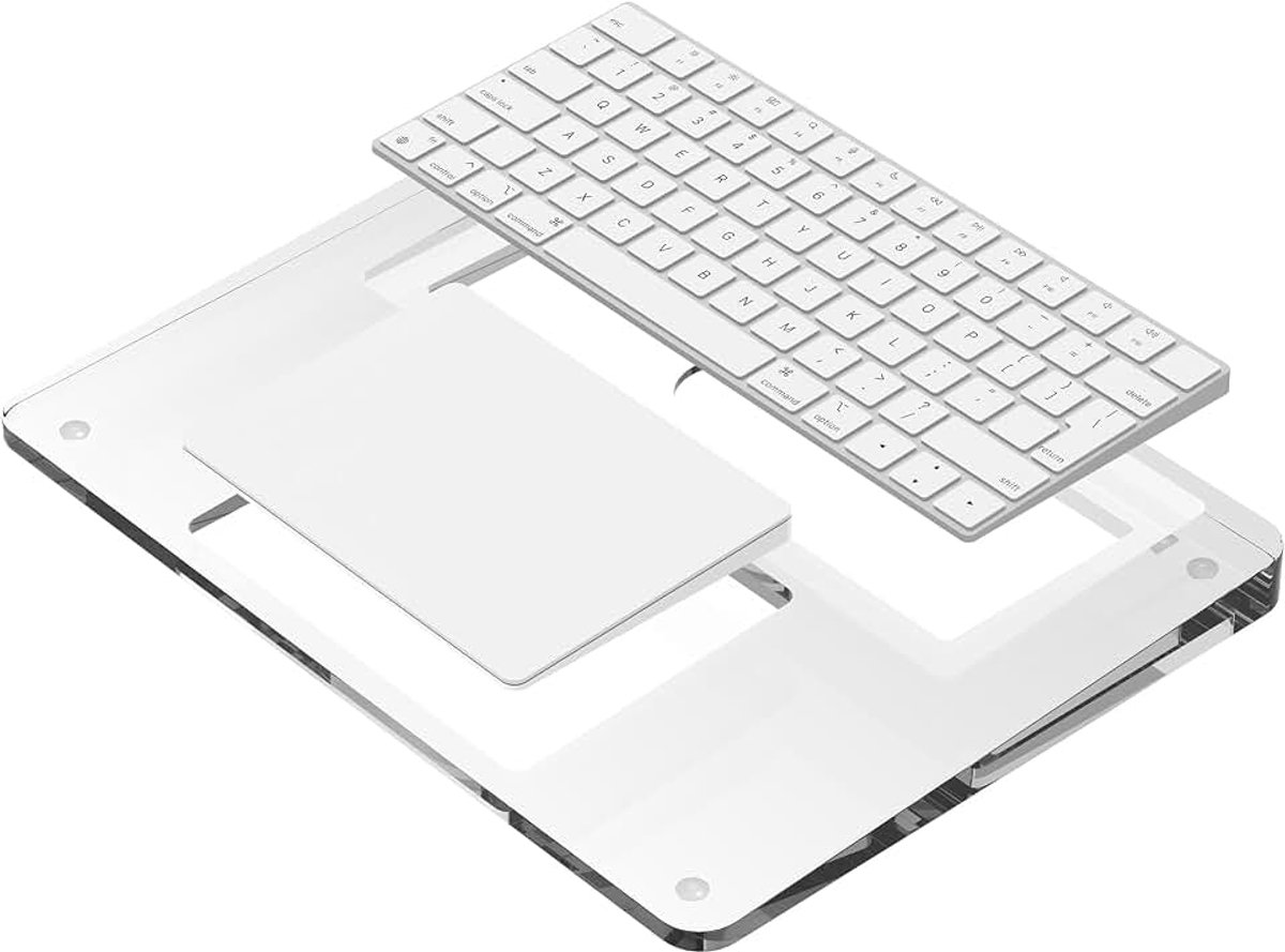Acryl houder en polssteun, compatibel met Apple Magic Keyboard & Magic Trackpad 2/3, ergonomisch toetsenborddienblad, kristalhelder (toetsenbord en trackpad niet inbegrepen)