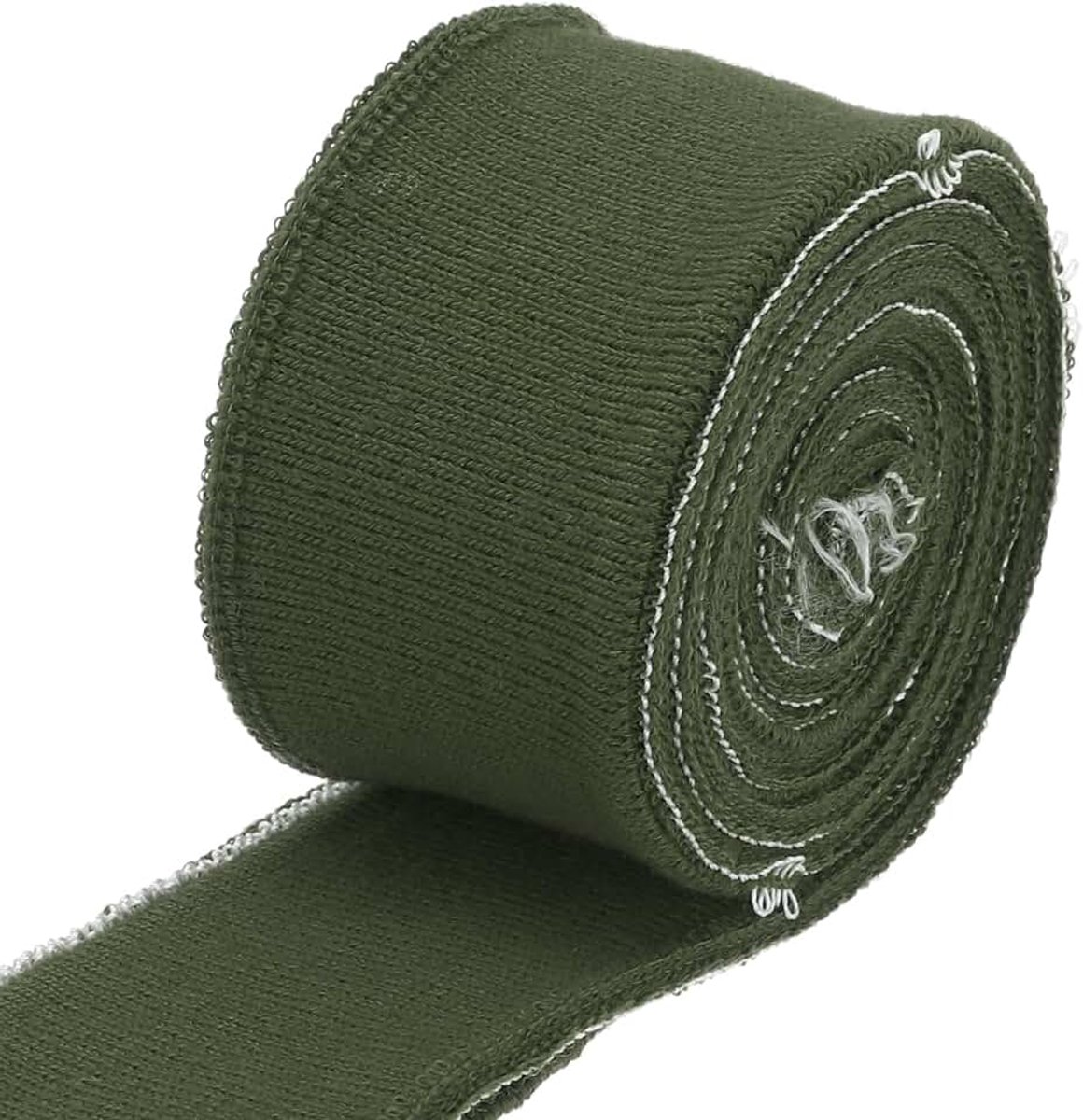 Elastische manchetten met geribbelde manchetten 80 x 3 cm van katoen, elastische geribbelde band voor manchetten en riem voor doe-het-zelf naaien, legergroen, 1 paar