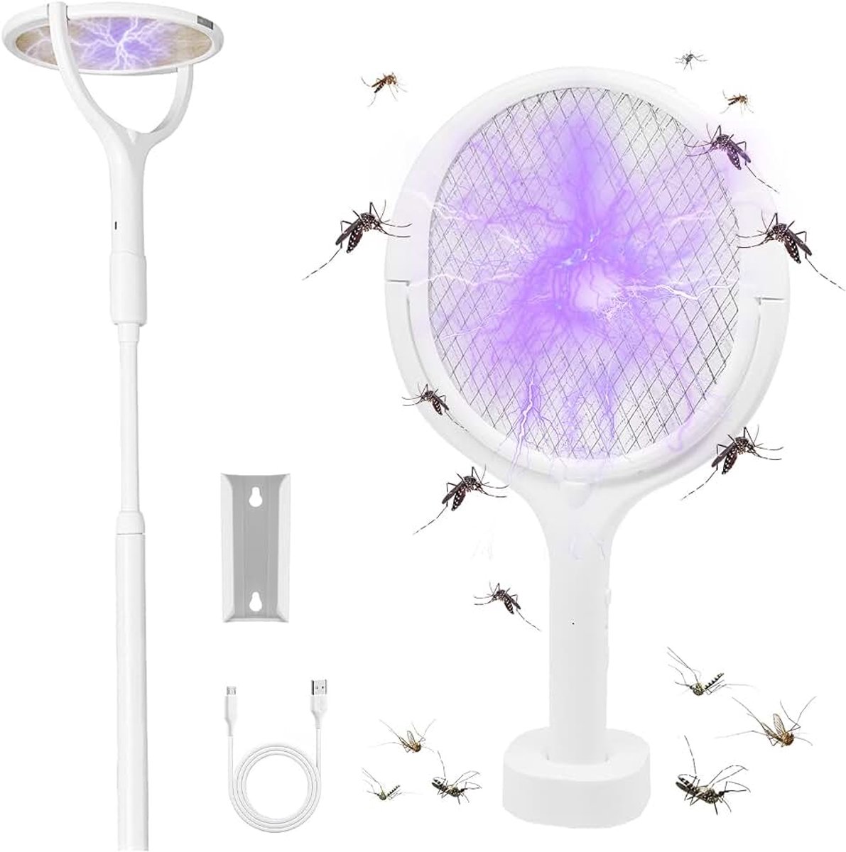 Insectenverdelger, oplaadbare elektrische insectenverdelger, muggenval met uv-lampen, draaibaar, intrekbaar, verstelbare hoek, 1200 mAh