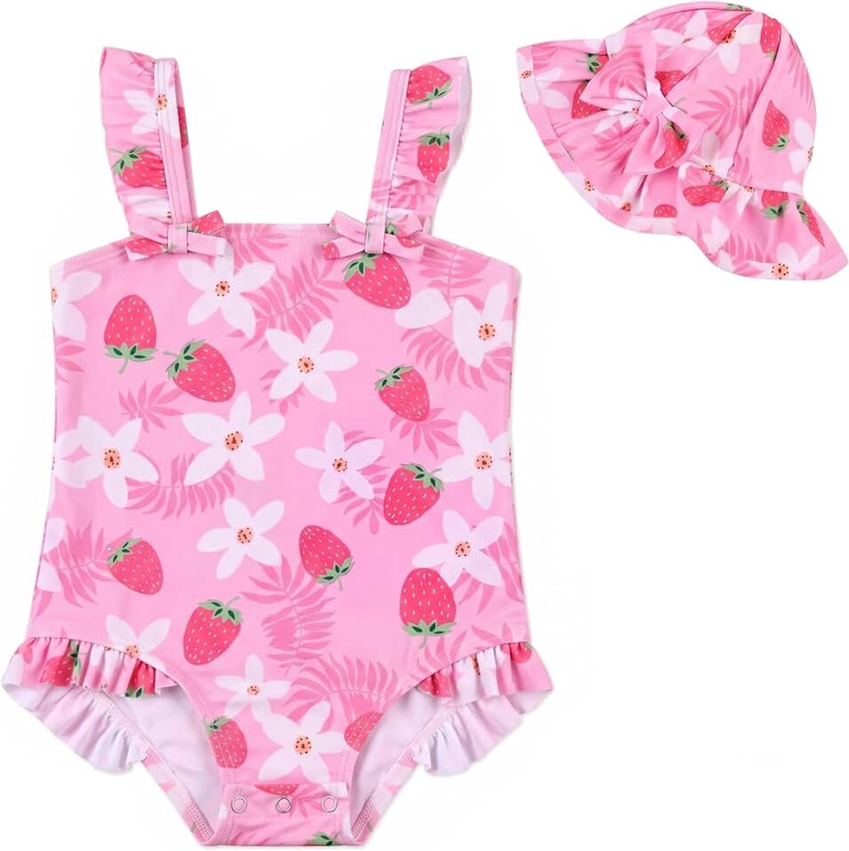 Badpak voor kleine meisjes, eendelig babybadpak met zonnehoed, schattige strandbadmode, sneldrogend badpak voor kinderen van 3 tot 36 maanden