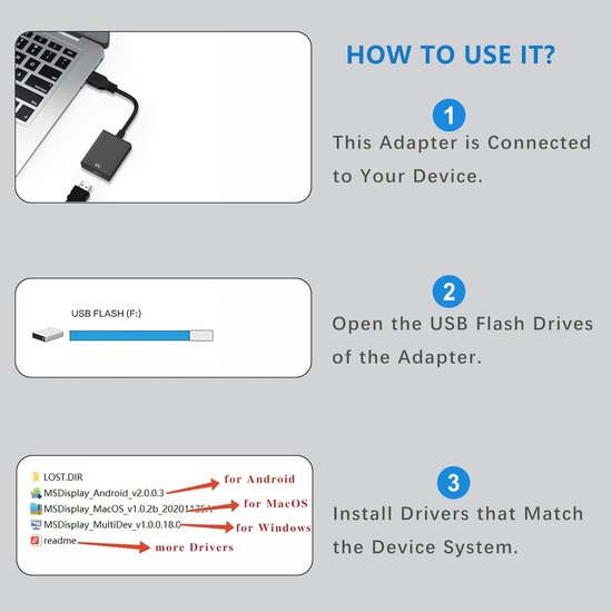 USB naar HDMI Adapter - Externe Grafische Kaart Converter - Scherm Uitbreiden - Ondersteunt 1080p Resolutie - 1 Poort - Zwart — afbeelding 2