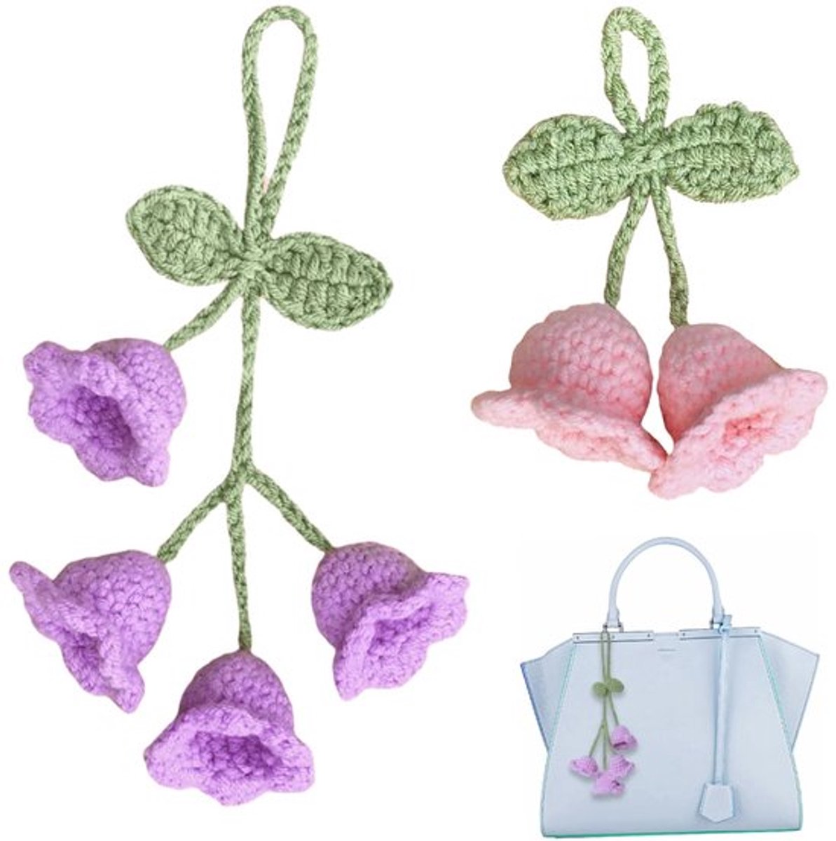 Autohanger Handgemaakt - Achteruitkijkspiegelhanger - Autoaccessoires Decoratie - Bloemencharme - Zacht Acryl - 18 cm Lengte - Autoaccessoire
