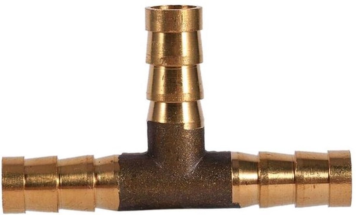 Tstuk Messing 3-Weg - Verbindingsstuk - Brandstofslang - Perslucht - Water/Gas/Olie - Eenvoudige Installatie - Slangconnector