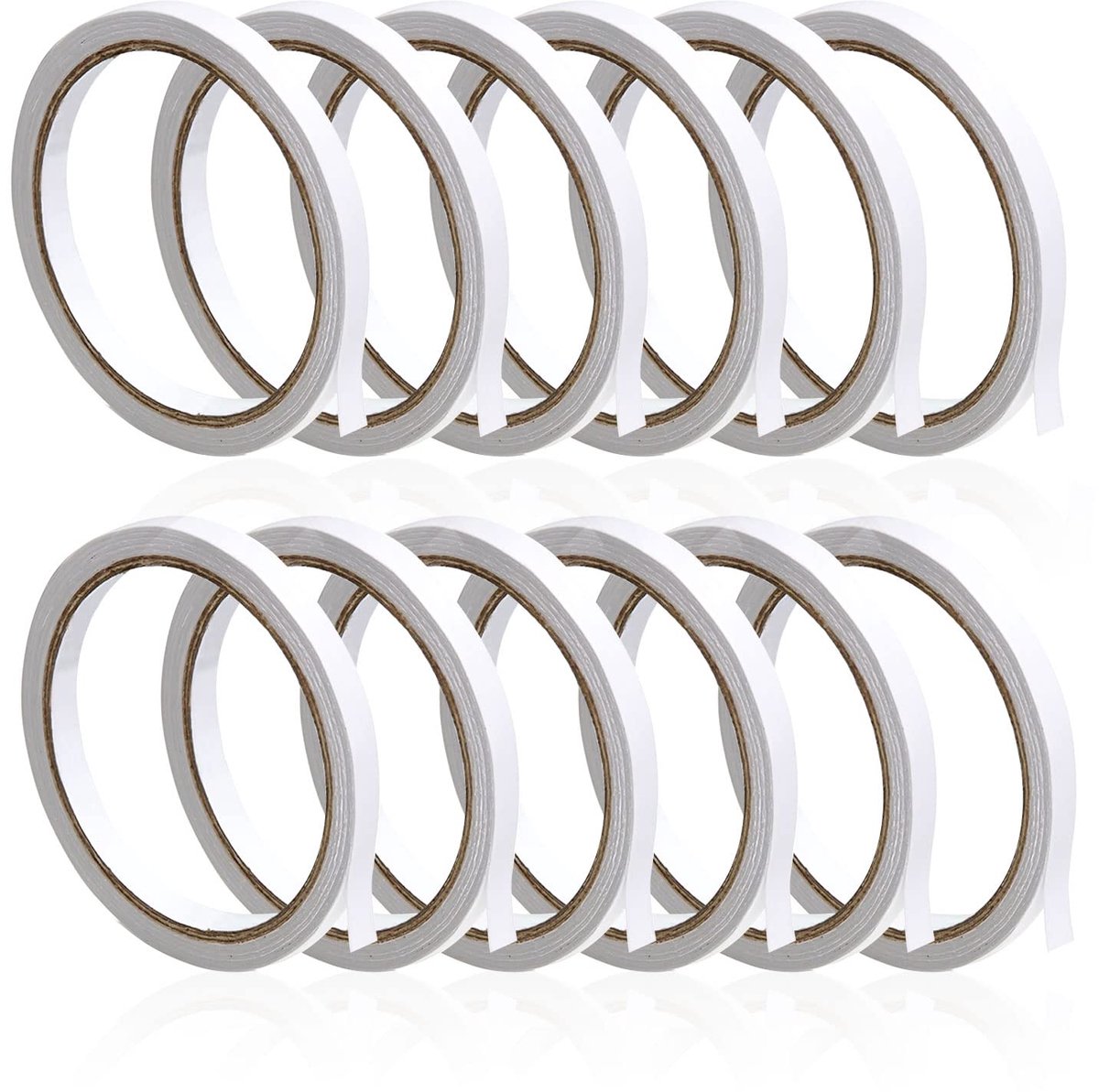 Dubbelzijdige tape zelfklevende plakbanden voor geschenken, scrapbooking, documenten, foto's, dozen, lint, kaarten, verpakking, breed 10 mm, 26 voet/8 m lang per rol (12 stuks)