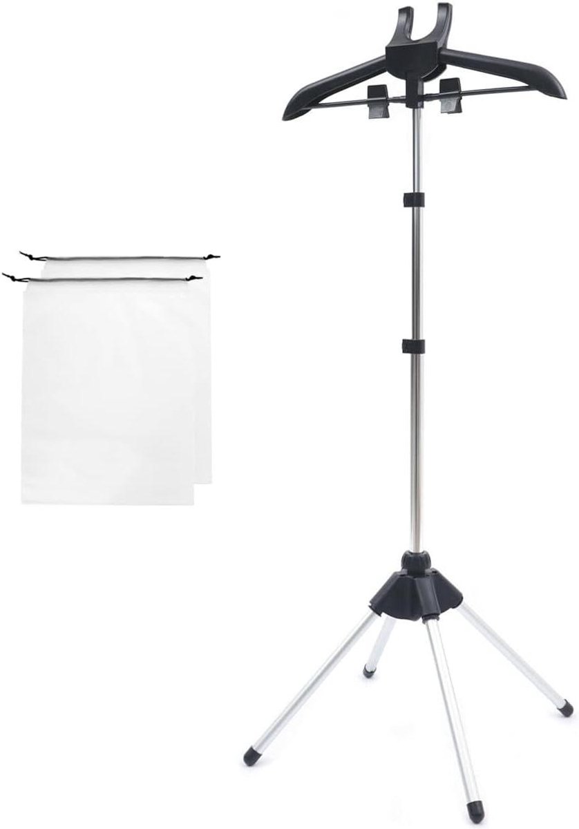 Draagbaar Kledingrek - Stoomhanger Kledinghouder - Kleding Stomen - Lichtgewicht Opvouwbaar - 160 cm Hoog - Zwart