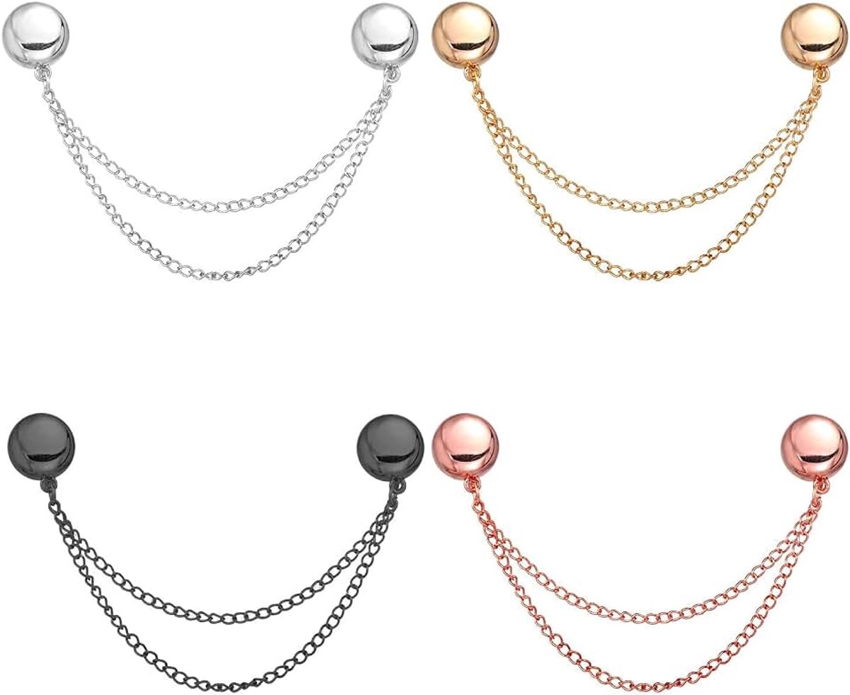 4st Magnetische Kledingclips, Multifunctionele Magnetische Knoopclips Pinloze Magneet Kledingspelden Kledingaccessoires voor Mouwen Rokken Jurken (Goud, Roségoud, Zwart, Zilver)