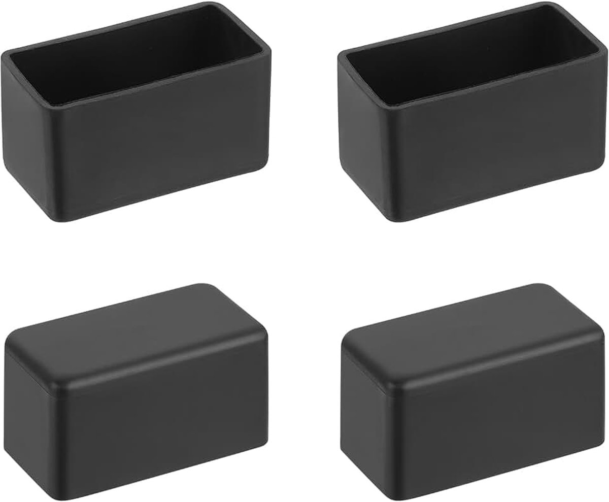 4 stuks rechthoekige stoelpootbeschermers 1 x 2 inch pvc tafelstoelpootafdekking ter bescherming van tegels vloeren antislip kappen verminderen lawaai zwart