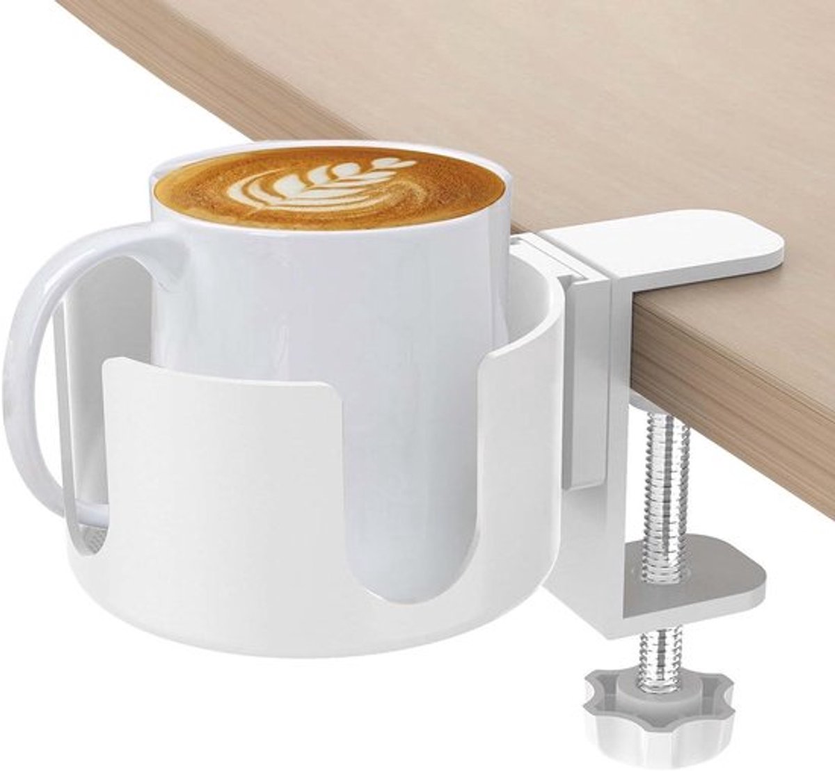 Verstelbare bureaubekerhouder van aluminiumlegering voor water, koffiekop - Creatief en eenvoudig te installeren met klem - Geschikt voor bureauflessen.