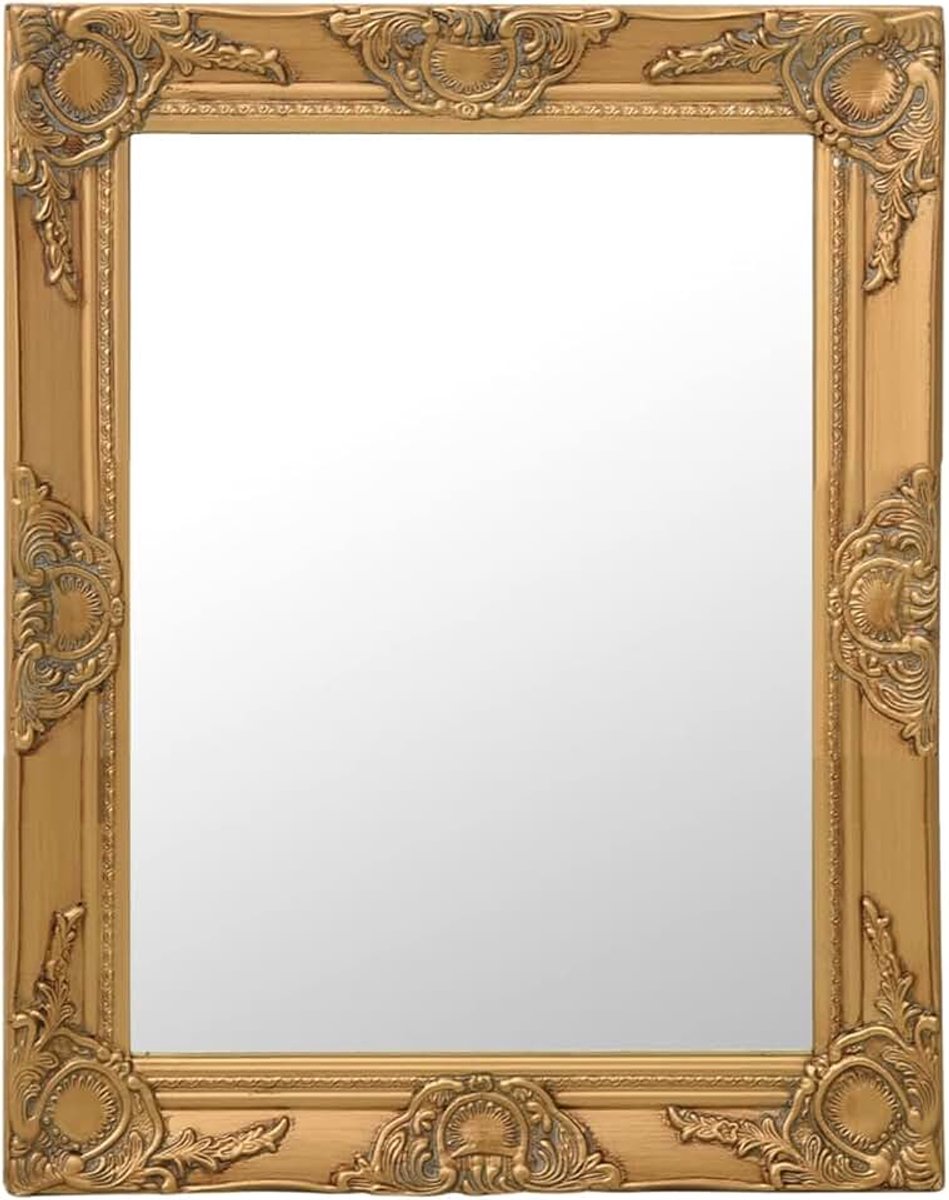 Wandspiegel in barokstijl, 50 x 60 cm, goud, badkamerspiegel, Vanity spiegel, badkamerspiegel PP1