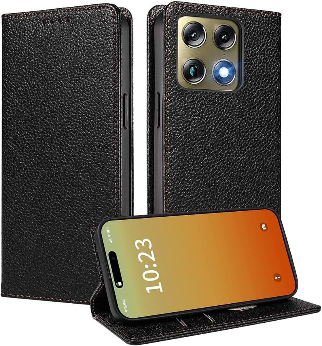 Hoesje voor Motorola Signature, [Sterke Magnetische Sluiting] Premium PU Leren Portemonnee Flip Telefoonhoes, Kaarthouder Multifunctioneel Hoesje. Black