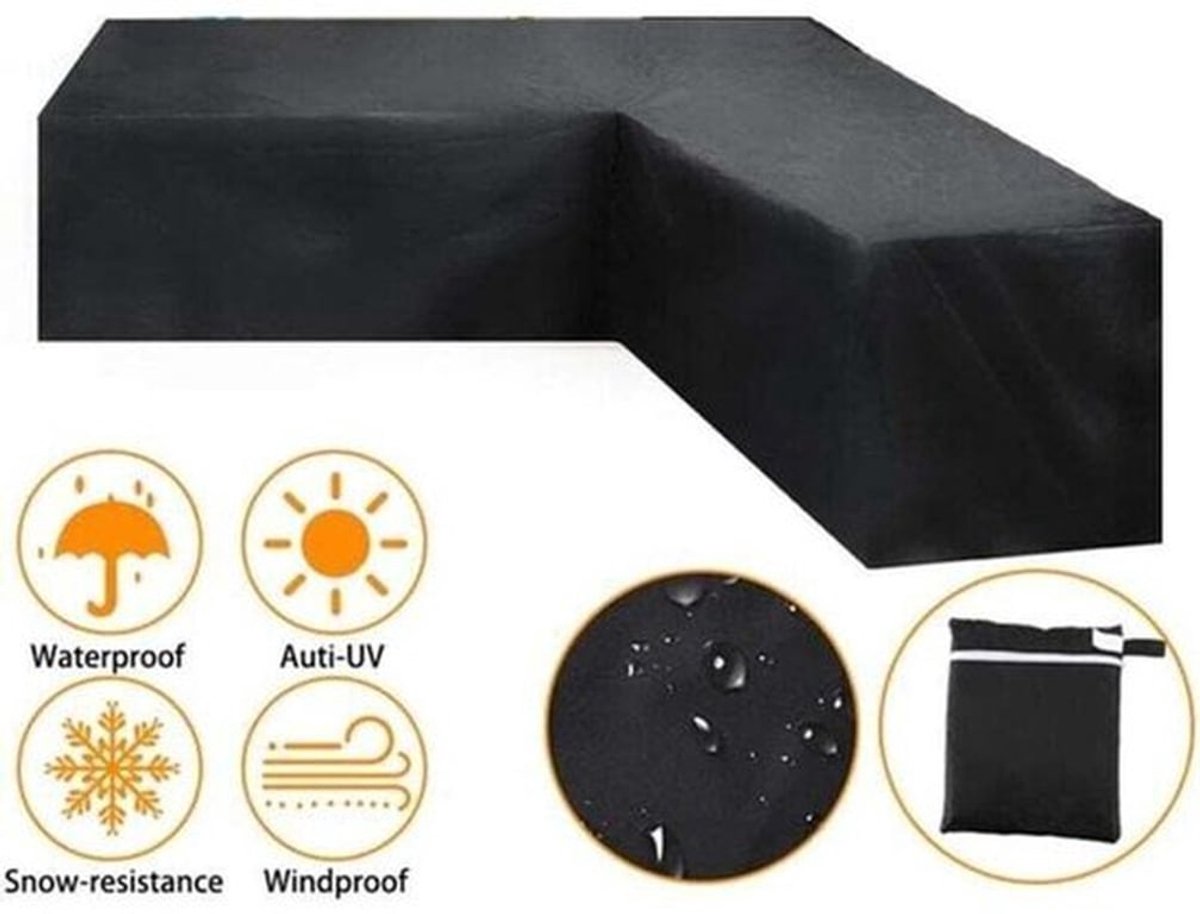 beschermhoes tuinmeubel- beschermhoes tuinmeubelen-beschermhoes tuintafel-Waterdichte L-vormige tuinmeubelhoes- van Oxford-stof ter bescherming -270x270x90cm