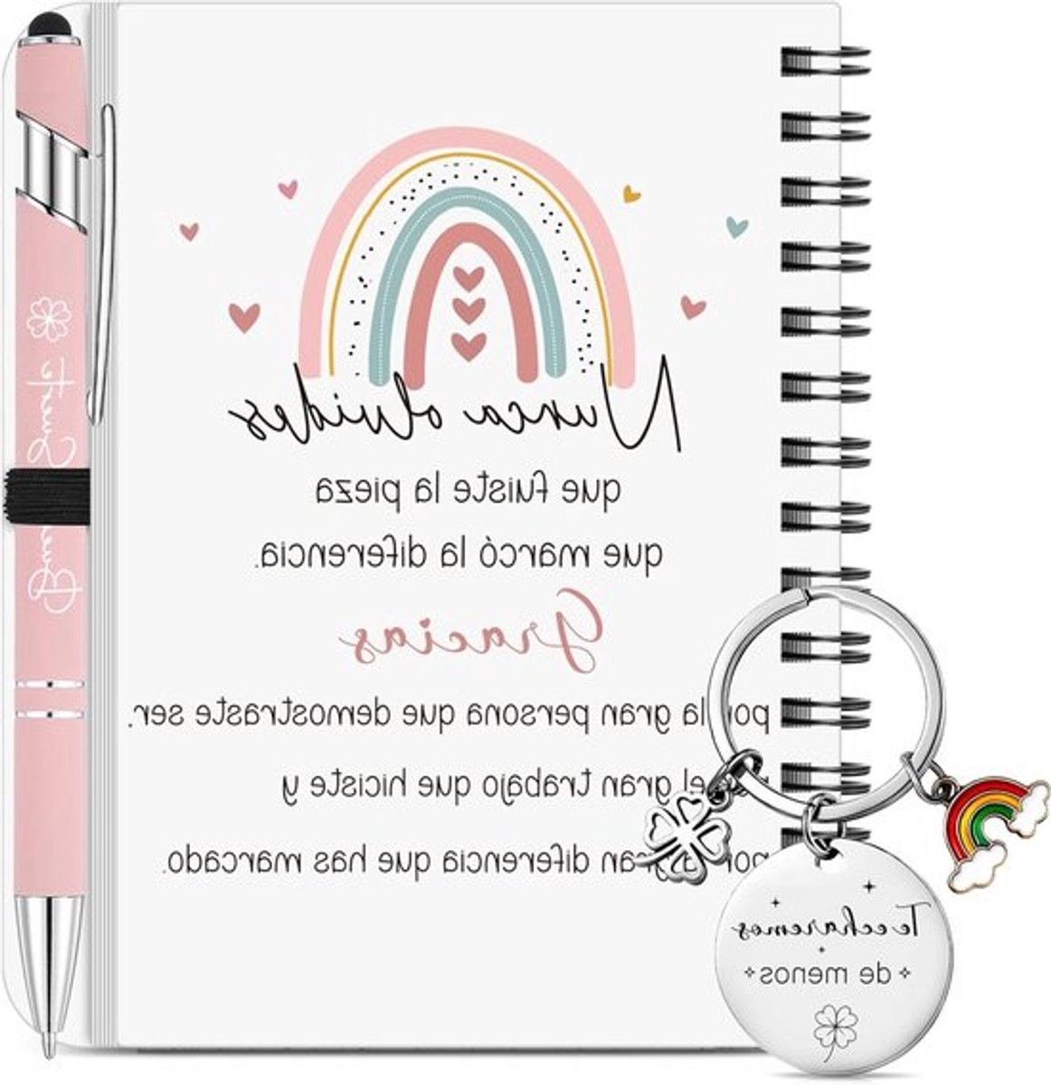 Creatieve afscheidscadeaus voor collega's - Notitieboek, Sleutelhanger en Esthetische Pen voor Verjaardag, Kerst en Dankbaarheid